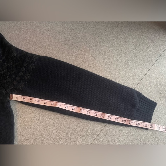 Emanuel Ungaro Sherpa Lined Zip Navy Blue Grey Aztec Pattern Sweater Size Large - Picture 14 of 15